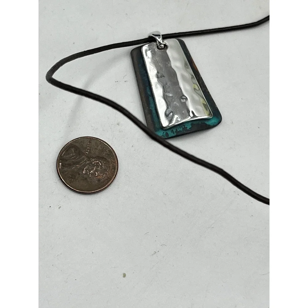 Robert Lee Morris Silver & leather charm chain Two Tone Necklace - Picture 7 of 11